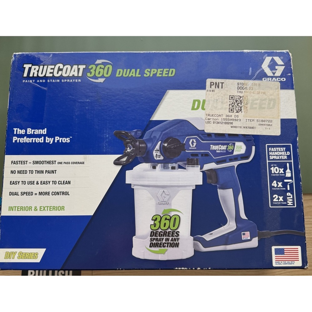 GRACO TrueCoat 360 Dual Speed TrueAirless Paint Sprayer 26D281 OPEN BOX